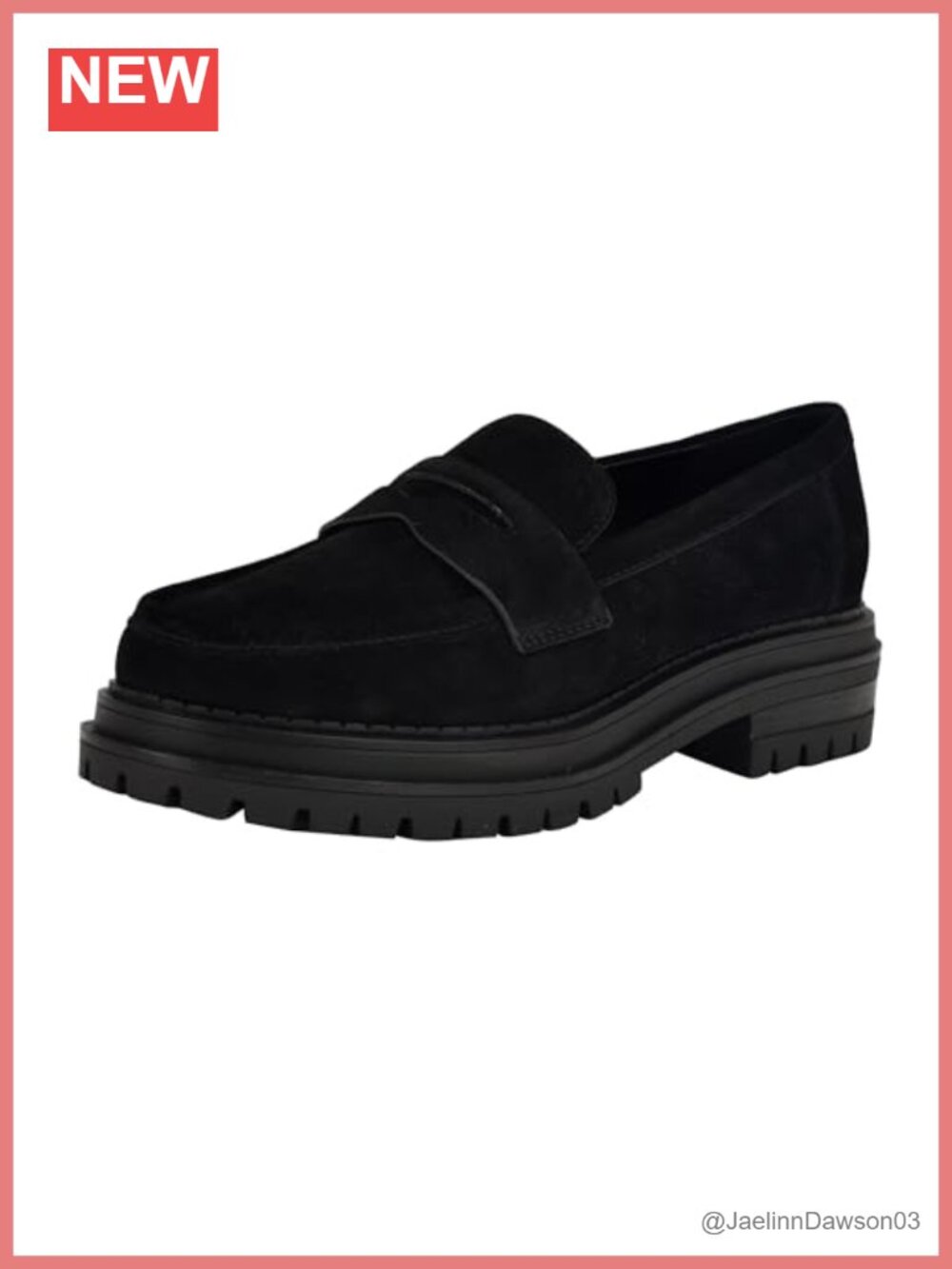 Suede Block Heel Slip-On Loafers Almond Toe Cushioned